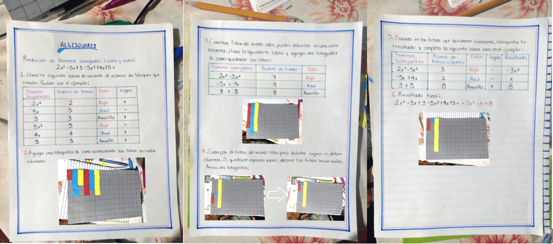 Actividad de álgebra resuelta por estudiantes del
bachillerato, utilizando Algesquares.