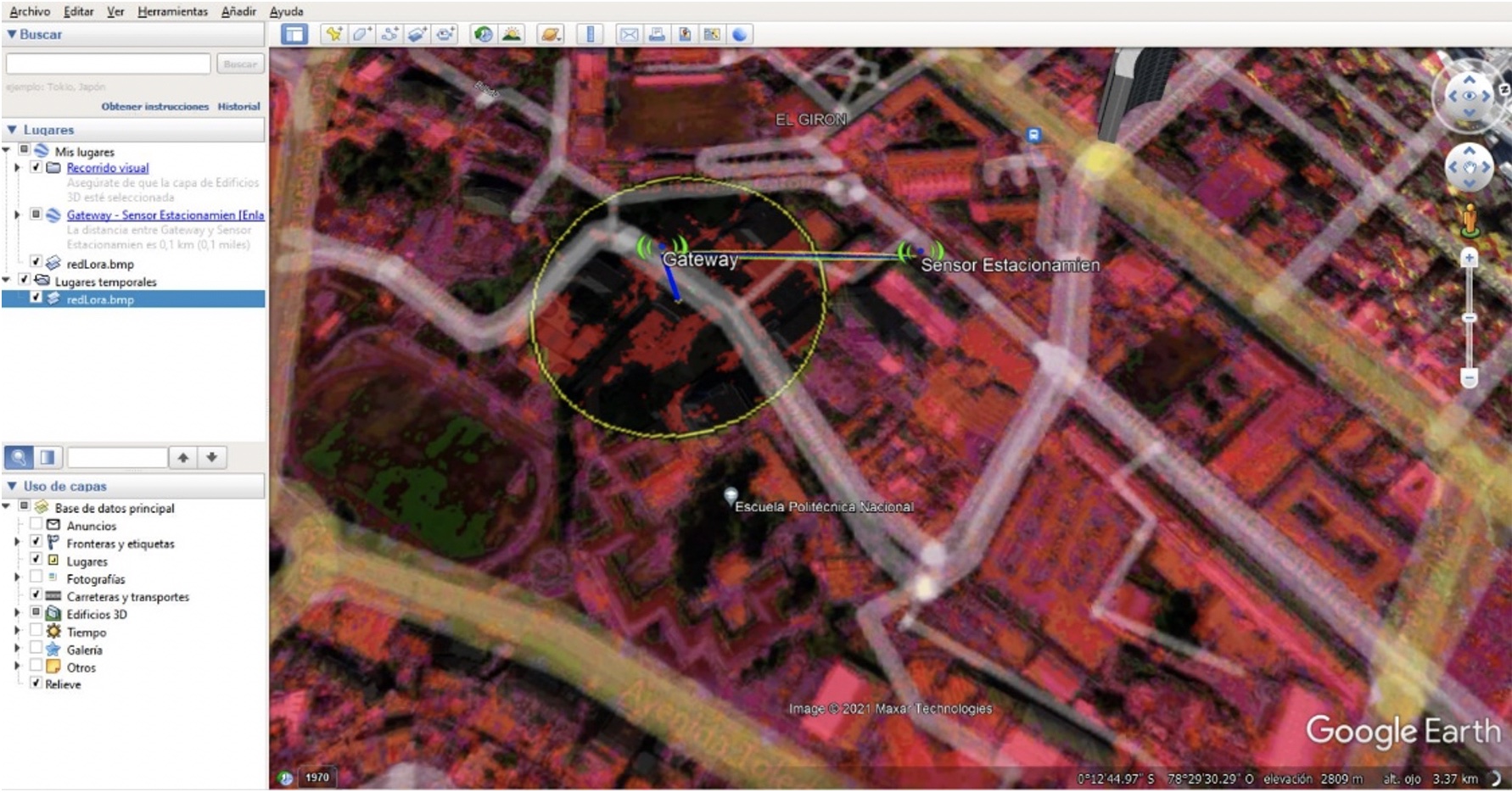  Simulación trasladada a Google Earth.