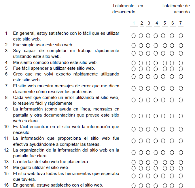 Cuestionario CSUQ versi&oacute;n 3 en espa&ntilde;ol.