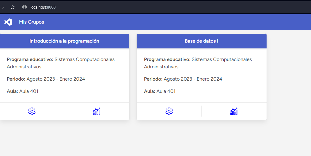 Cartas de selecci&oacute;n de los grupos que tiene asignados un profesor, muestra