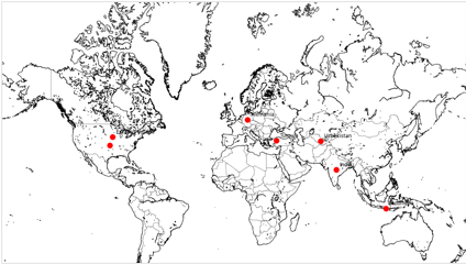 Pa&iacute;ses en los cuales se realizaron las investigaciones [17].